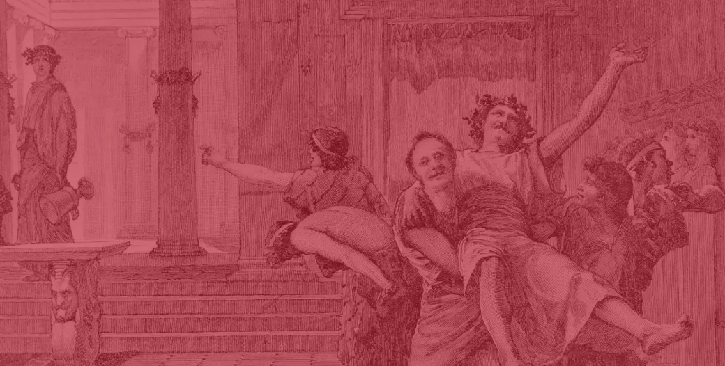 Illustration of Roman holiday party