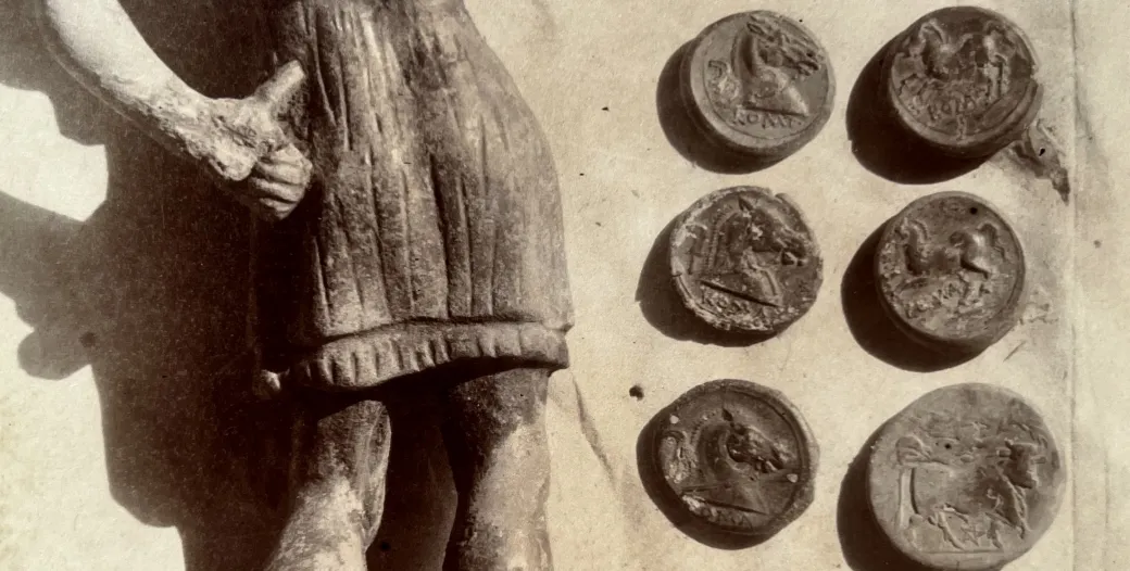 Nemi Statue and coins