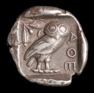 Greek coin with owl