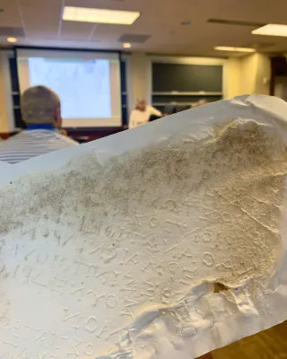 imprint of an inscription on filter paper