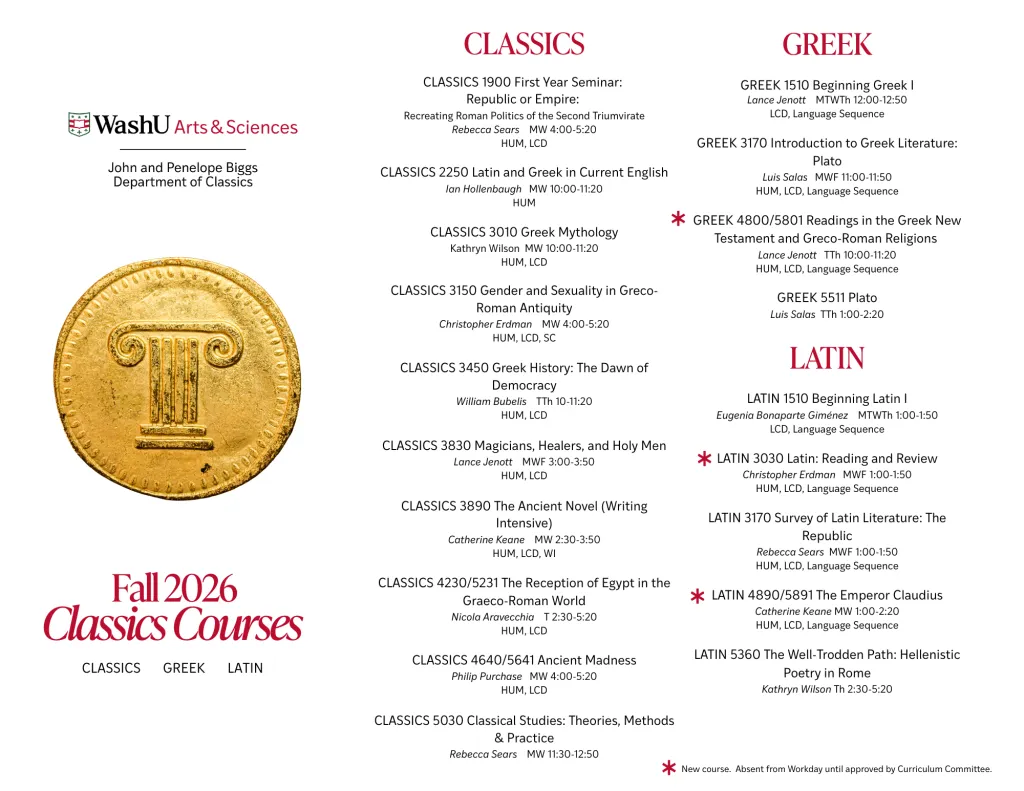 List of Fall 2026 courses