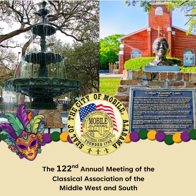 CAMWS 122nd Annual Meeting program cover with pictures from Mobile Alabama