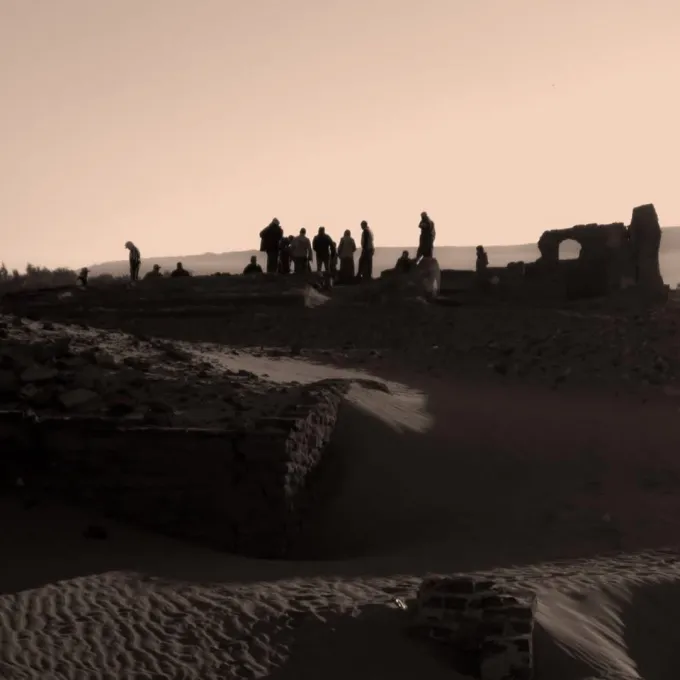 silhouette of Egyptian excavation site